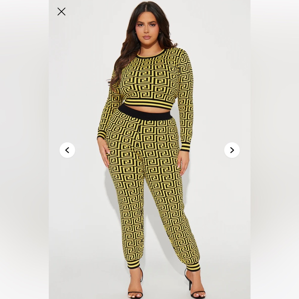 YELLOW/BLACK MATCHING PANTS SET